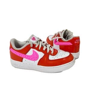 Nike Air Force 1 Size 2Y Valentine's Day (White and Pink hearts) Big Kids FD1032
